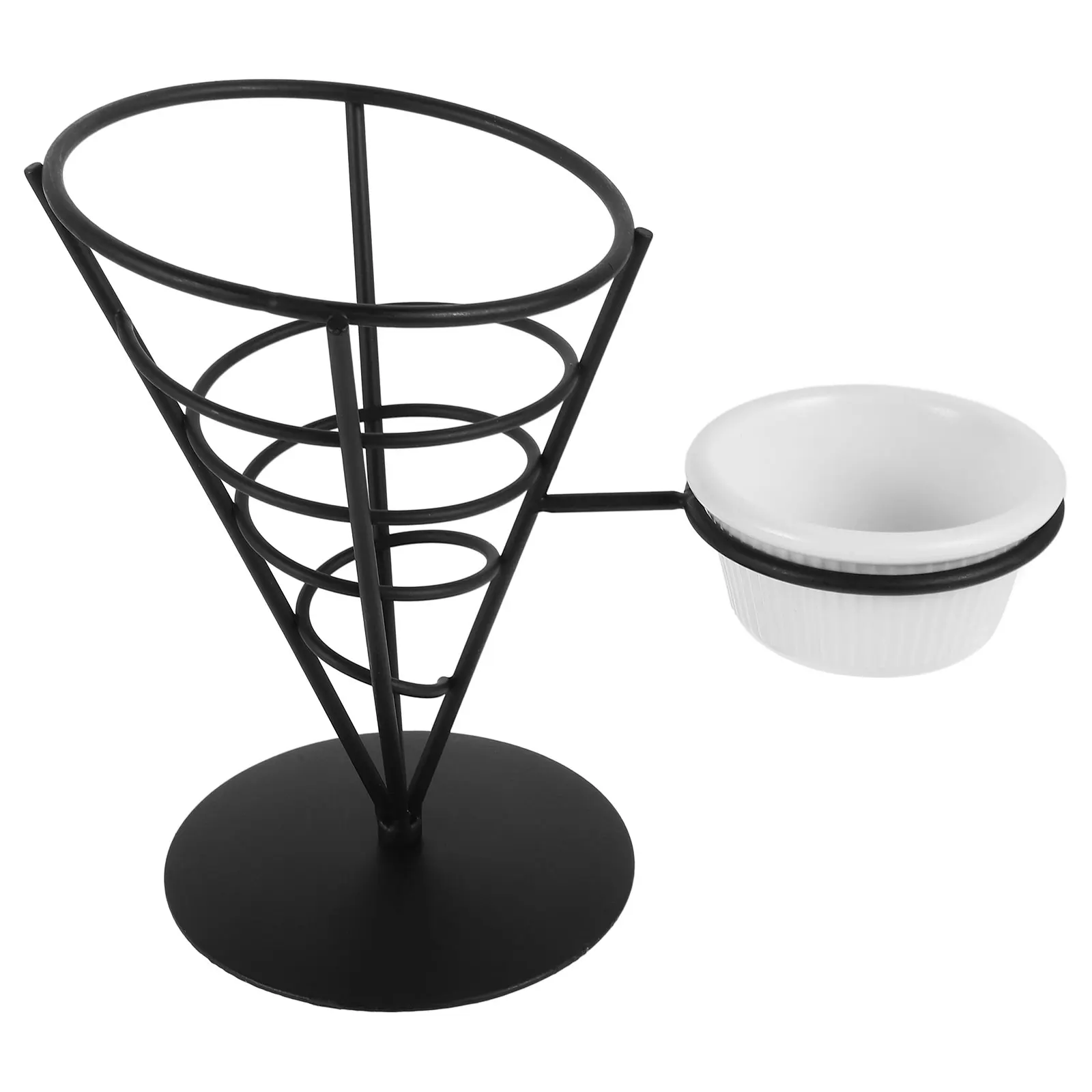 

French Fries Cone Holder Multi use Basket Wrought Iron Snack Rack Chips Drainage St Restaurant Food Basket Fried Chicken Holder