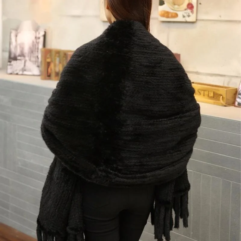 Women Fur Poncho Winter Black/Brown Knit Mink Fur Scarves Natural  Mink Fur Shawls For Women Mink Fur Shawl  Evening Party Shrug