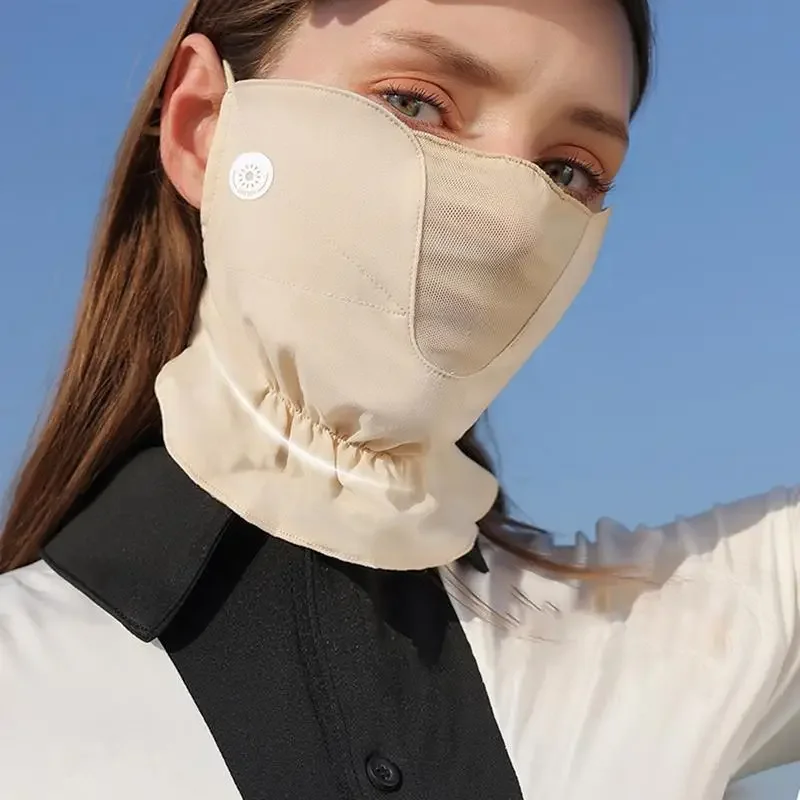 AliExpress NONE New Summer Breathable Thin Chiffon Facial Sunscreen Mask With Adjustable Buckle Driving Riding Hiking Hunting Supplies