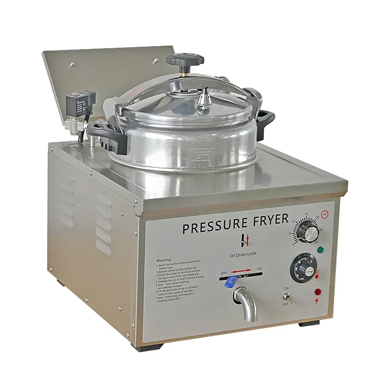 Commercial Electric Desktop Small 16L220V Pressure Fried Chicken Furnace Single Cylinder High Pressure Fryer Stew Pot