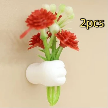 Accessoires pour maison de poupée, jouets de jeu pour enfants, 2 pièces, modèle de fleur Miniature à main, décoration murale suspendue, 1/12