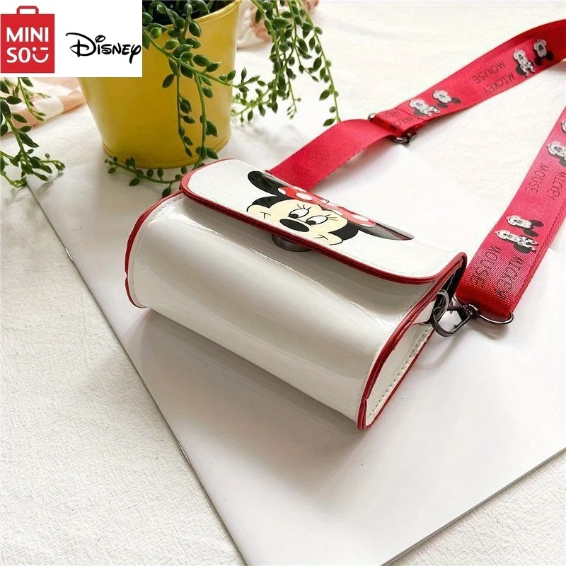 1pcs New MINISO Disney Mickey Minnie Messenger Bag Stylish Cartoon Printed Crossbody Coin Purse for Casual Outings Holiday Gifts