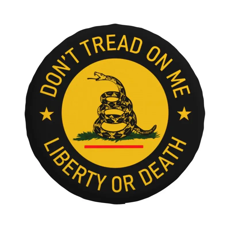 Custom Don't Tread On Me Gadsden Flag Spare Tire Cover for Jeep Wrangler 4WD 4x4 Trailer Car Wheel Protector 14