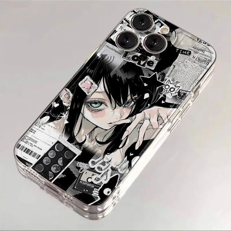 Grunge Punk Gothic Girl Phone Case for iPhone 17 Pro Max 16 Plus 15 14 13 12 11 XR 7 8 Plus X XS SE Slim Protective Cover