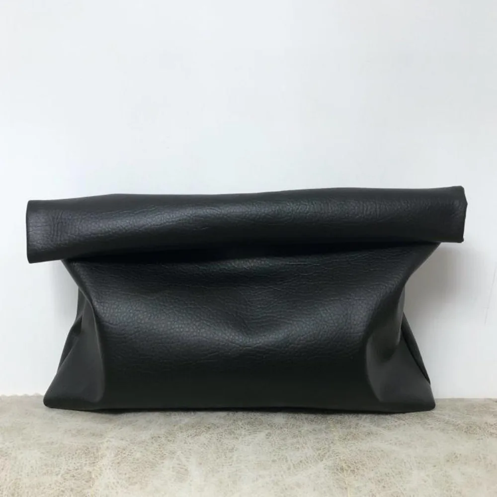 

Black Edge Curl Clutch Bags for Women Casual PU Leather Handbags and Purses Designer Bag 2025 NEW Lichee Pattern Pouch Female