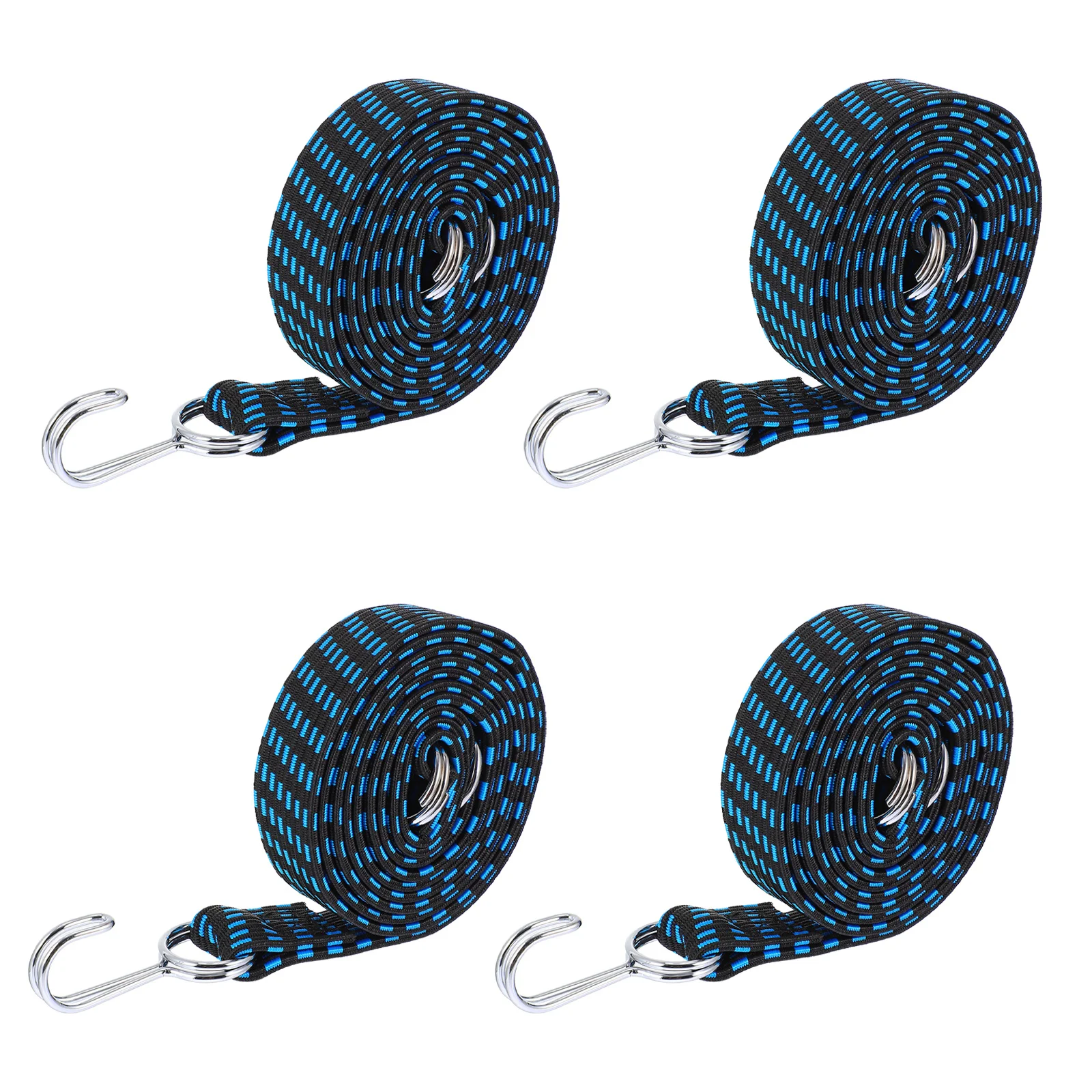 

4 Pcs Elastic Cord Rope with Hook Binding Cargo Belt Suitcase 200X3X03CM Adjustable Anti-wear Hooks Fixing for