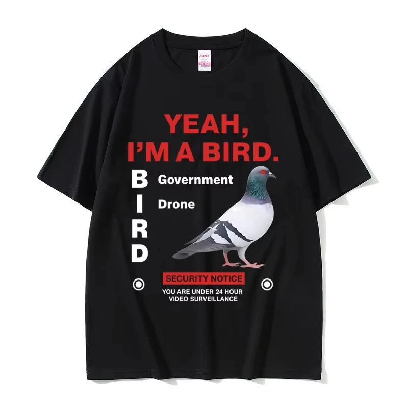 Camiseta con Estampado de Memes Divertidos 'Yeah I'm A Bird Government Pigeon', Camiseta de Moda para Hombre, Talla Grande, Estilo Casual Vintage, 100% Algodón