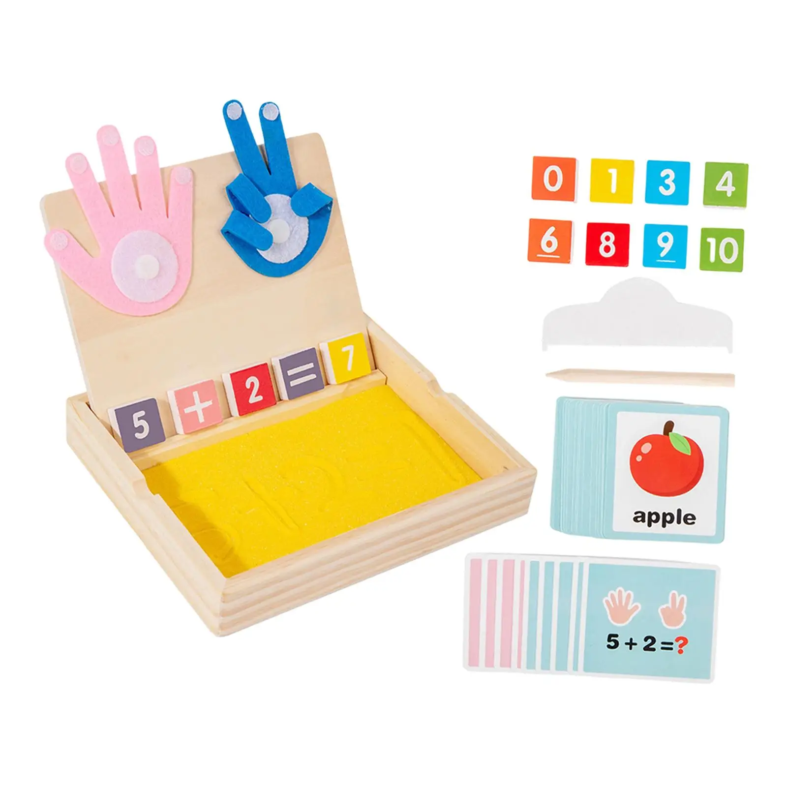 손가락 숫자 세기 장난감 교육용 수학 교구 모래 그림 색상 인식 손가락 수학 게임 3 4 5세용