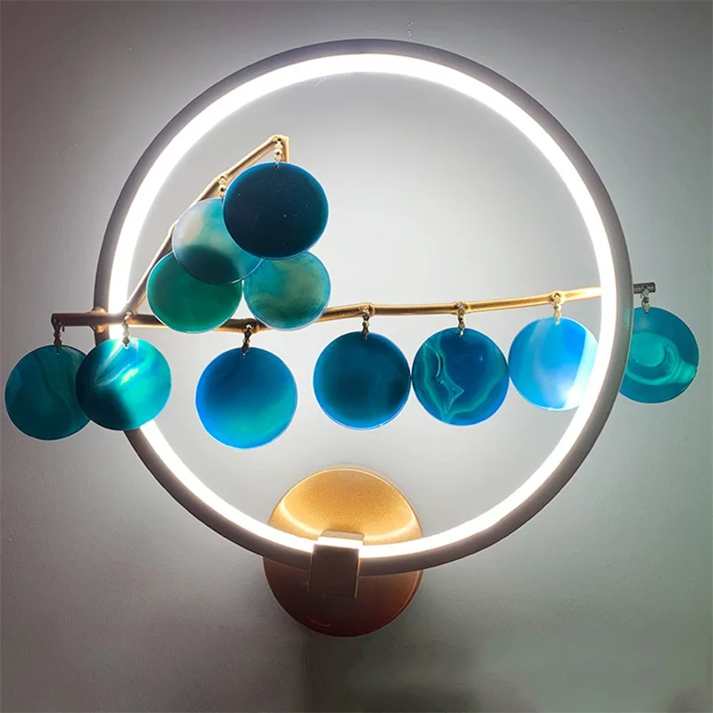 86LIGHT Modern Wall Lamp Round Creative Design Agate Flower Sconce LED Decorative Fixtures Corridor Lighting