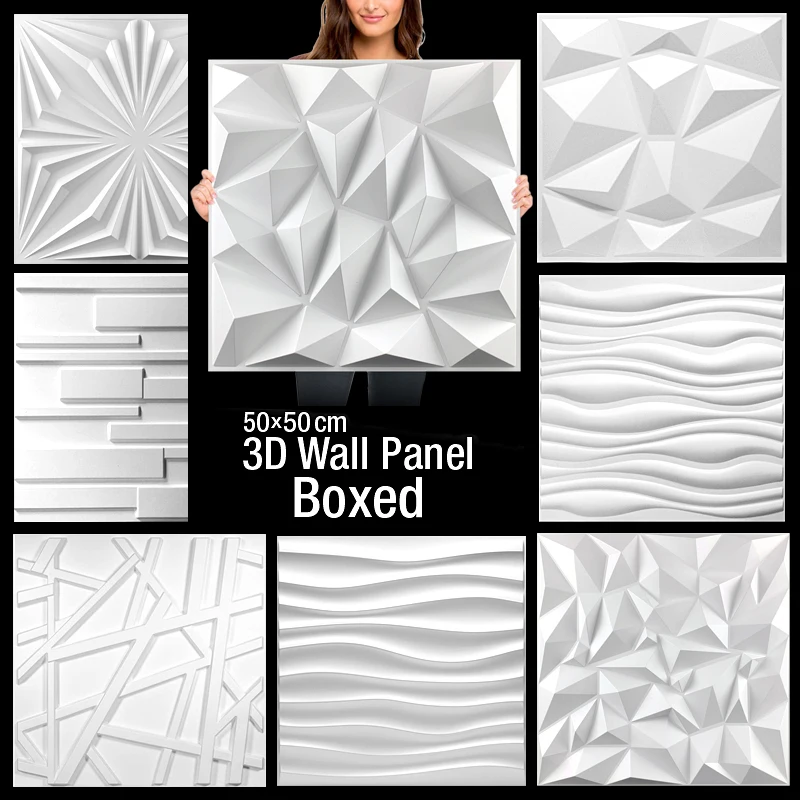 

4pcs/12pcs 50cm Decorative 3D Wall Panel wave Diamond Design Not self-adhesive plastic tile 3D wall sticker living room Bathroom