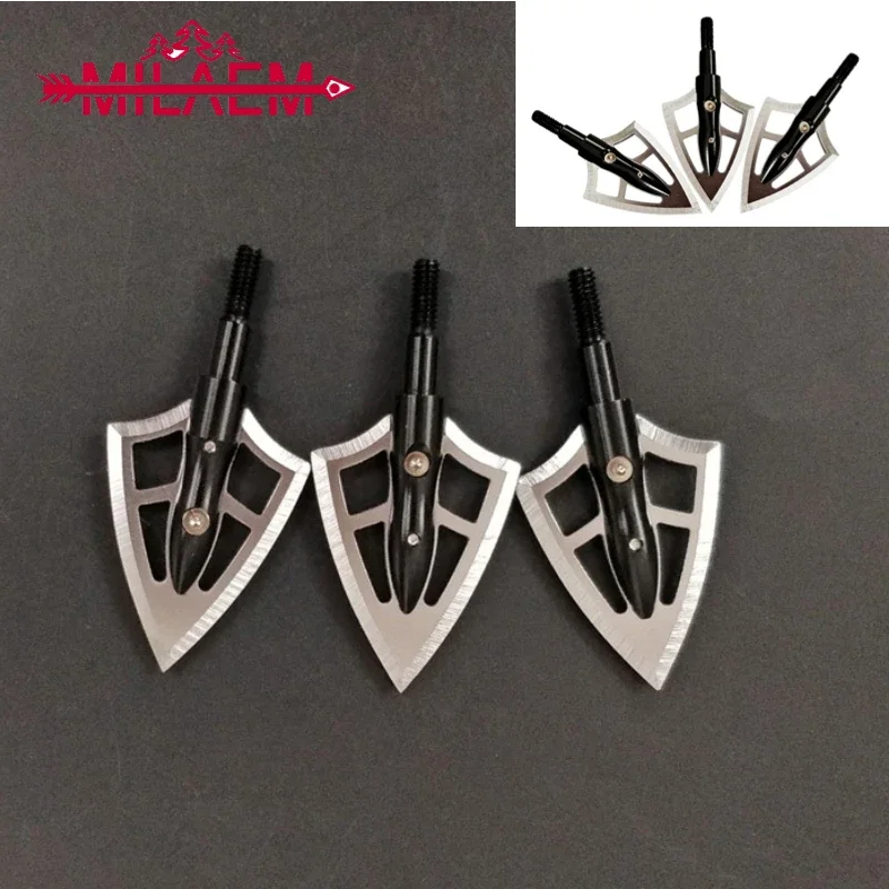 

12 Pcs Archery Arrowhead 100 Grain Aluminum Broadhead Compound Bow Recurve Bow Outdoor Shooting Competition Accessories