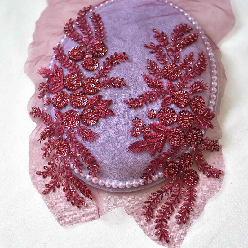 Embroidered Lace Applique Sewing Flower Fabric Patch, Wedding Gown, Bridal Dress, Clothes Decoration, DIY Crafts