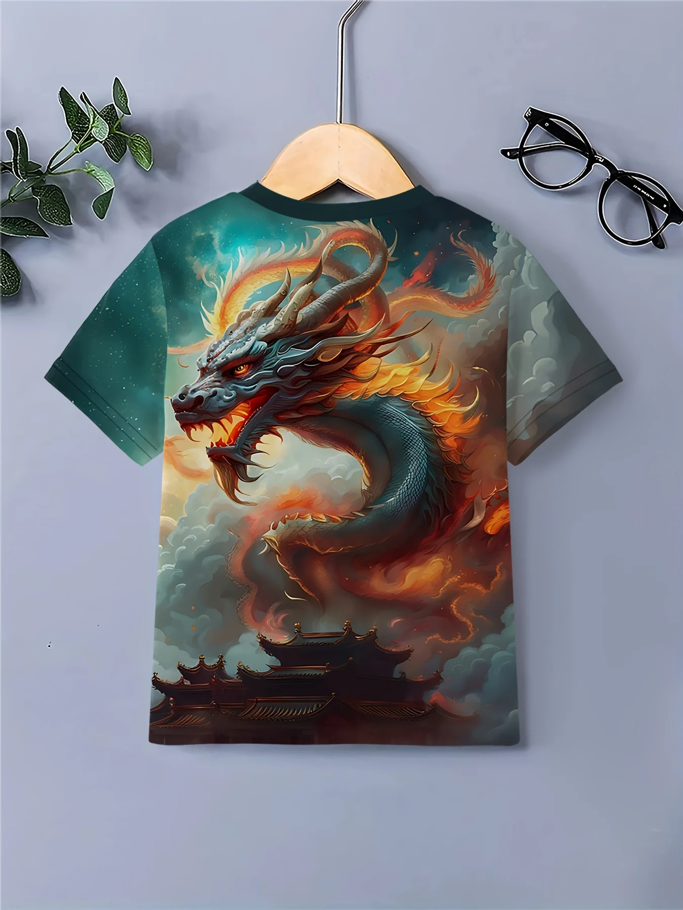Kinderbekleidung T-Shirts für Jungen, kurzärmeliges Kinder-T-Shirt, stilvoller 3D-Drachen-Grafik-Druck, lässige Mädchen-Sommerkleidung, Oberteile – Detail 6
