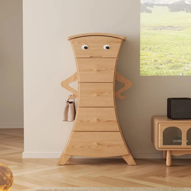 

Solid wood waist chest chest, bedroom bedside table, cute robot creative cabinet, living room locker, chest side cabinet