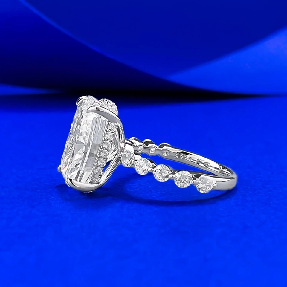 925 Silver Lab Sapphire Wedding Ring 10x14mm