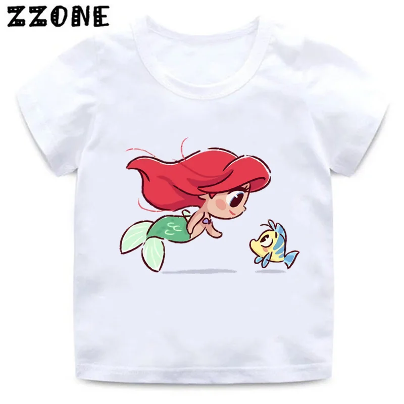 

Little Mermaid Ariel Princess Cinderella Print Cute Kids T-Shirts Girls Clothes Baby Boys T shirt Summer Children Tops,ooo5326