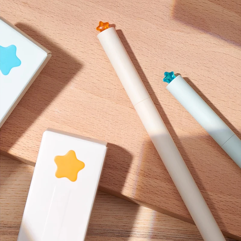 

Гелевая чернильная ручка First Star 0,5 мм, милые гладкие ручки для письма, тонкие ручки с двойным шариковым наконечником, фирменные милые кавайные вращающиеся ручки, подарки