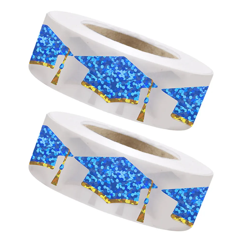 

2pcs Graduation Stickers Glitter Coated Paper Graduation Cap Stickers Decoration Envelope Seals Labels Party Supplies Mini