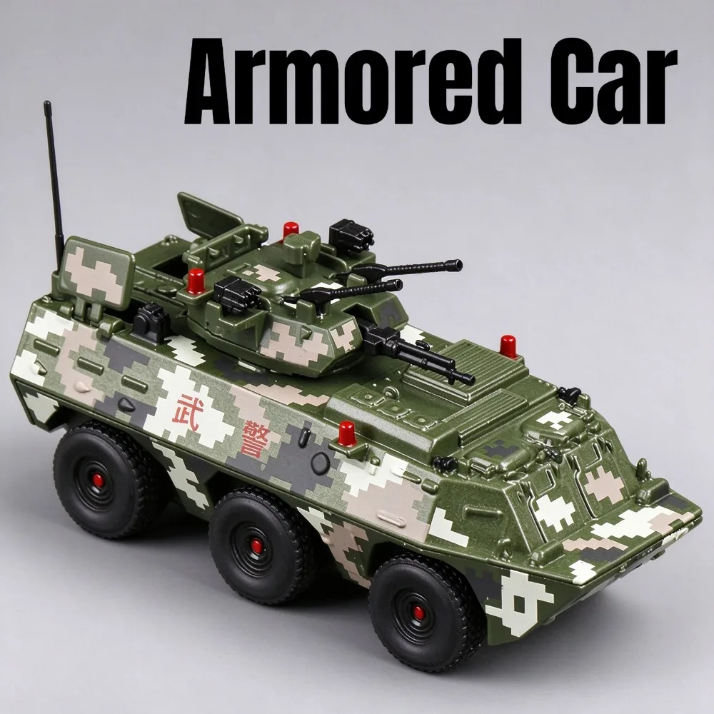 1:84 Scale Armed Police Armored Car Model Toy Alloy Diecast Rotatable Turret Cross-Country Vehicle Models Hobby Collectibles