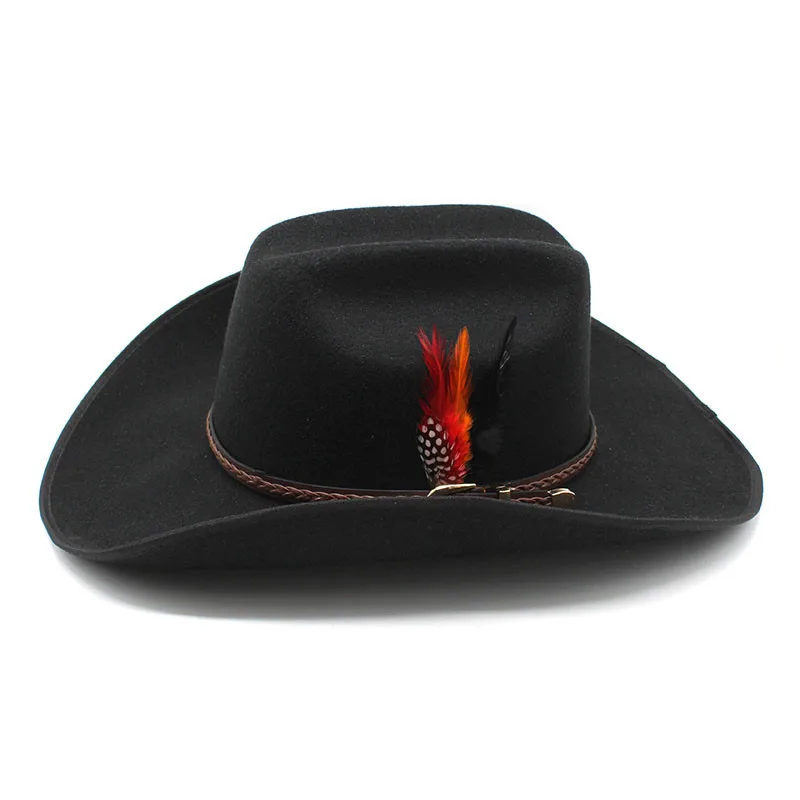 New Fashion Woolen Men Women Feather Fedora Hat Winter Autumn Church Panama Wide Brim Vintage Fascinator Jazz Caps  Plage