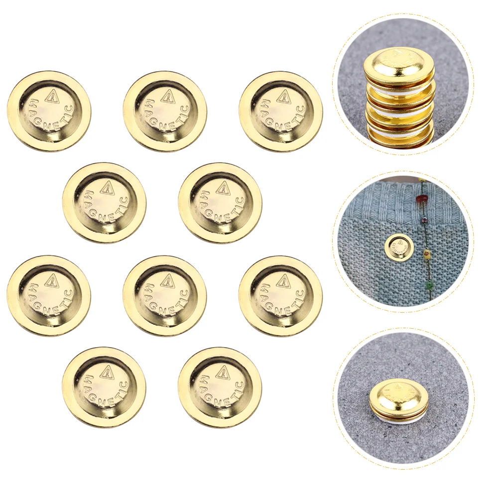 10 Pairs Magnets Press Button Studs Magnetic Clip Scarf Brooch Nickel-plated Iron Sheet