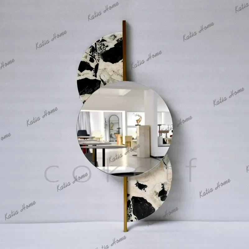 PG Luxury Hotel Decoration Marble Stainless Steel Nirror Home Living Room  Art Wall Hanging Style High-Definition Vanity Mirror