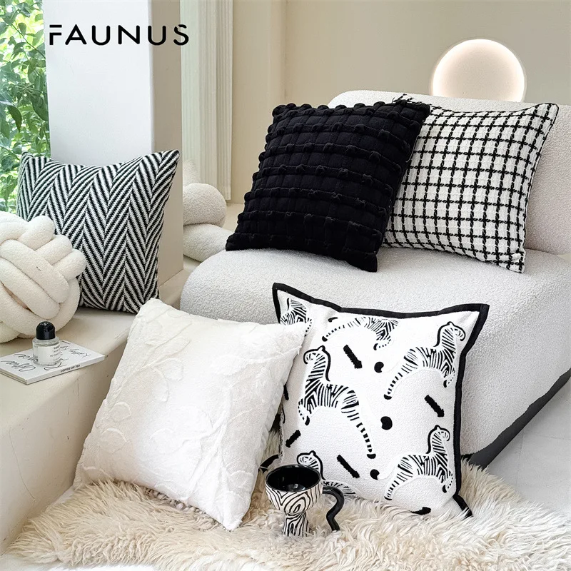 

45x45cm Throw Cushion Cover Zebra Color Small Fragrance Light Luxury High Sense Medieval Sofa Skin-friendly Pillow Case Cover