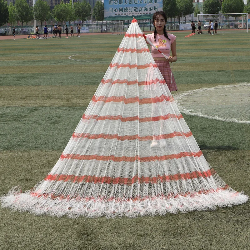 شبكات صيد بجيب منسوج يدويًا على الطراز الصيني عالي القوة، شبكات رمي يدوية مع ميزات شد عالية