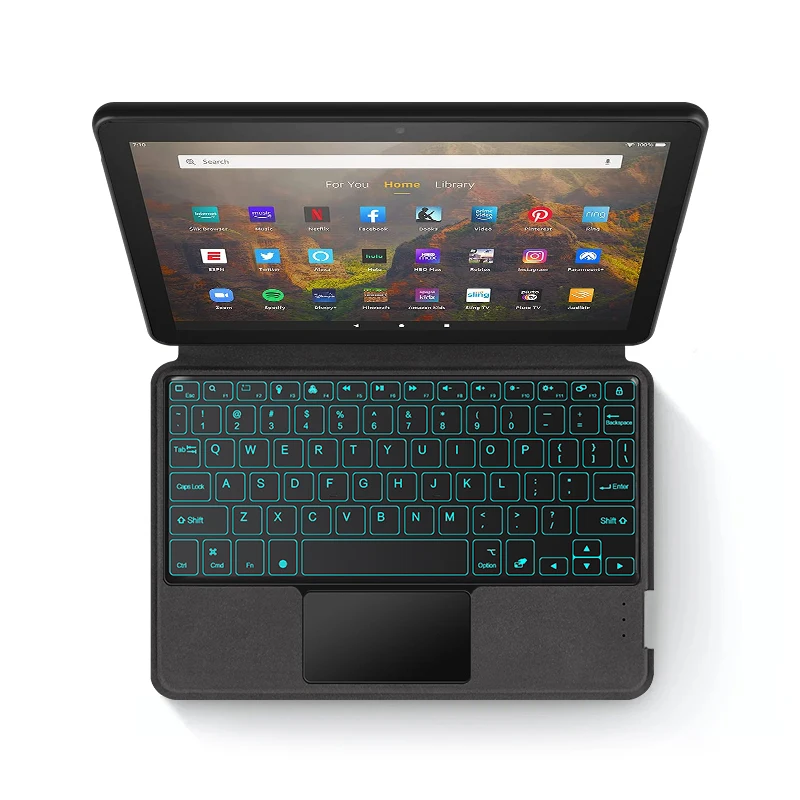 AJIUYU Keyboard Case For Amazon Fire HD 10 Tablet 10.1 inch Plus Kindle Firehd10 Smart Cover Backlit TrackPad Touchpad Keyboards