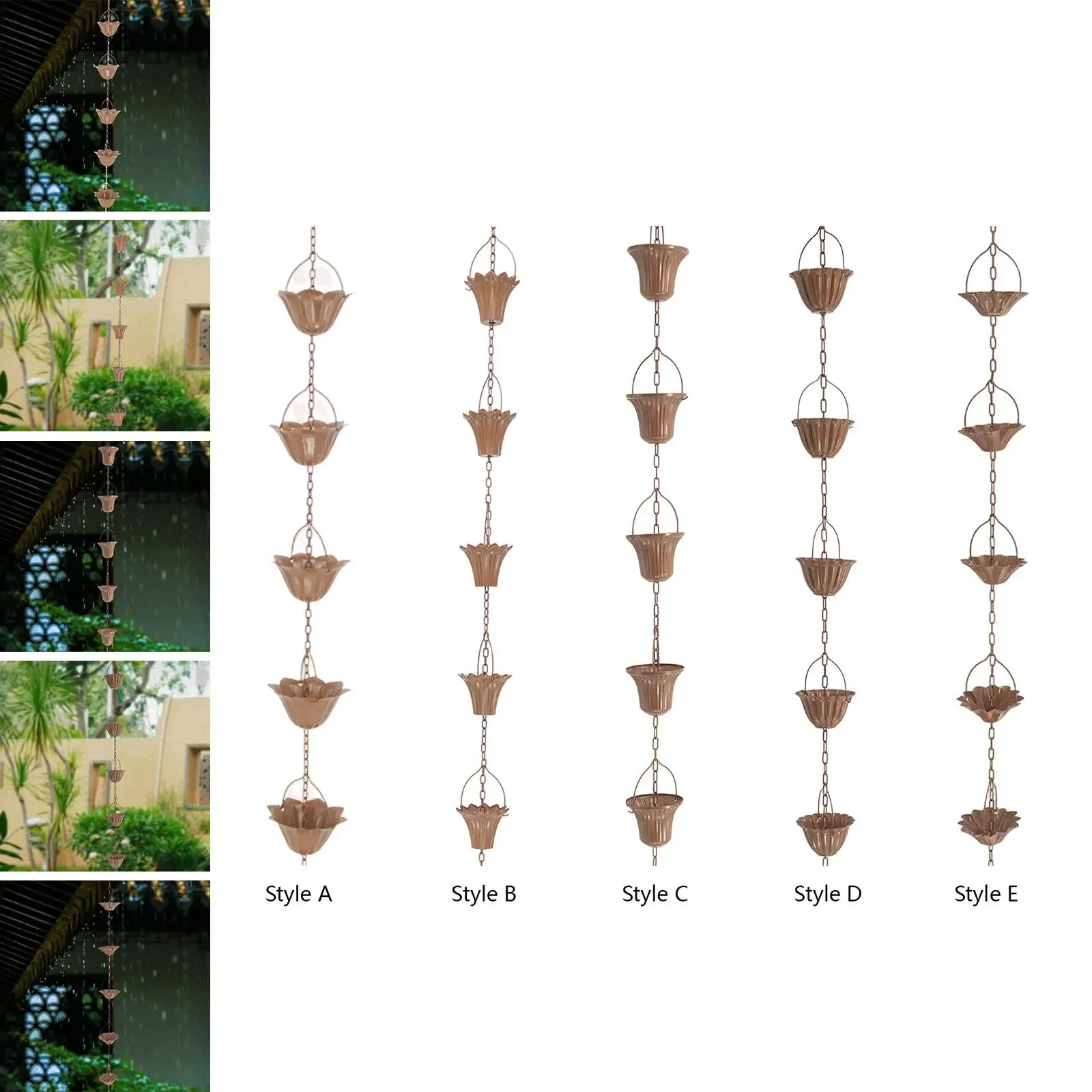 Metalen regenwatervangerketting, hangende gootketting regenpijp, metalen tuin regenwater omstelling catcher kettingen direct vervangt