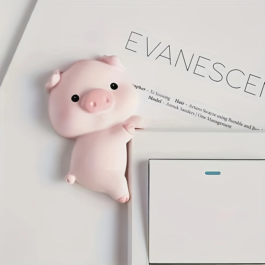 Resin Light Switch Cover 3D Cartoon Pig Wall Sticker for Home Decor, Sweet Style Pink Animal Faceplate Kids Room Accessory