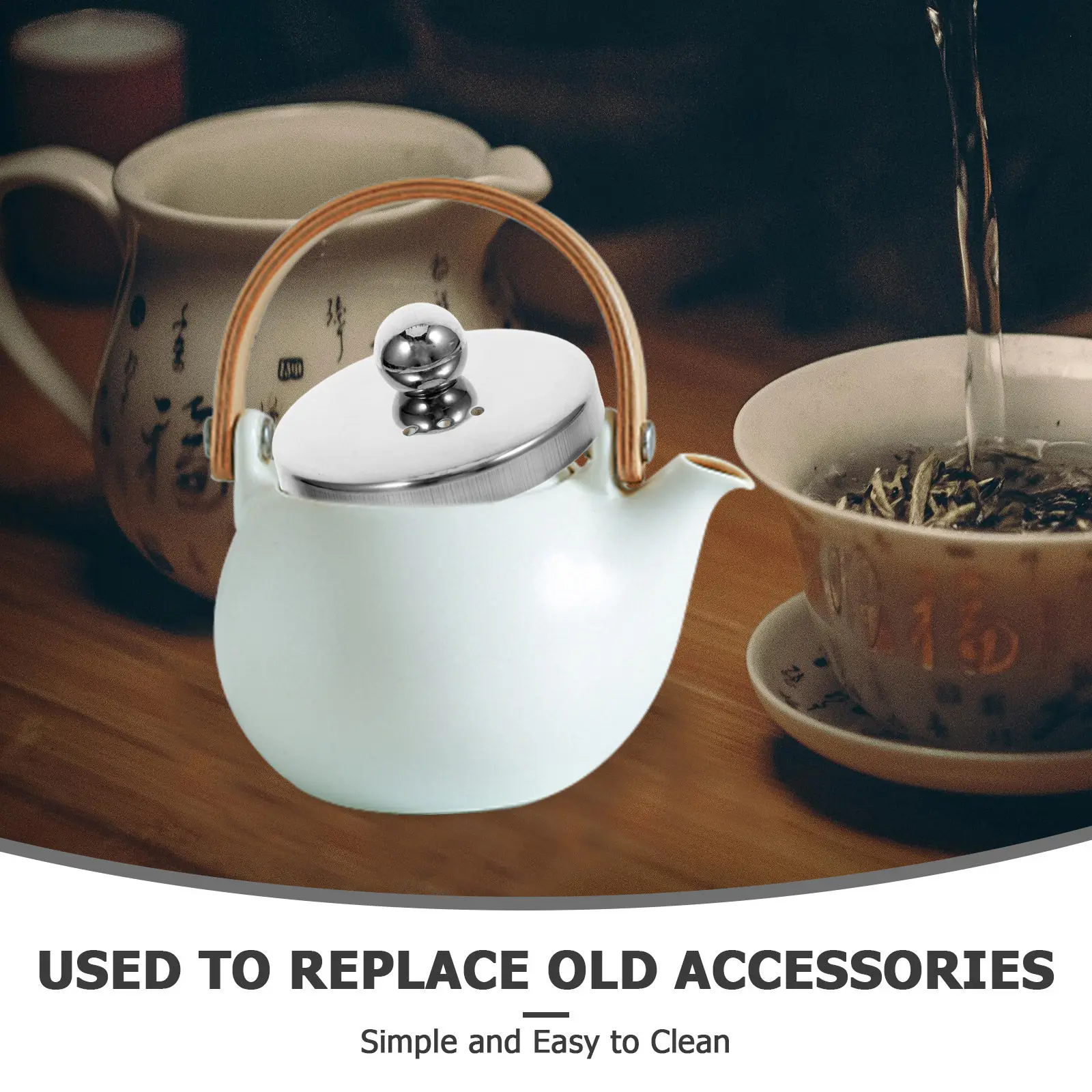 Clear Tea Kettle Hanging Infuser Glass Jar Lids Replacement Intelligent Pot Cap Silver Long-handle Filters