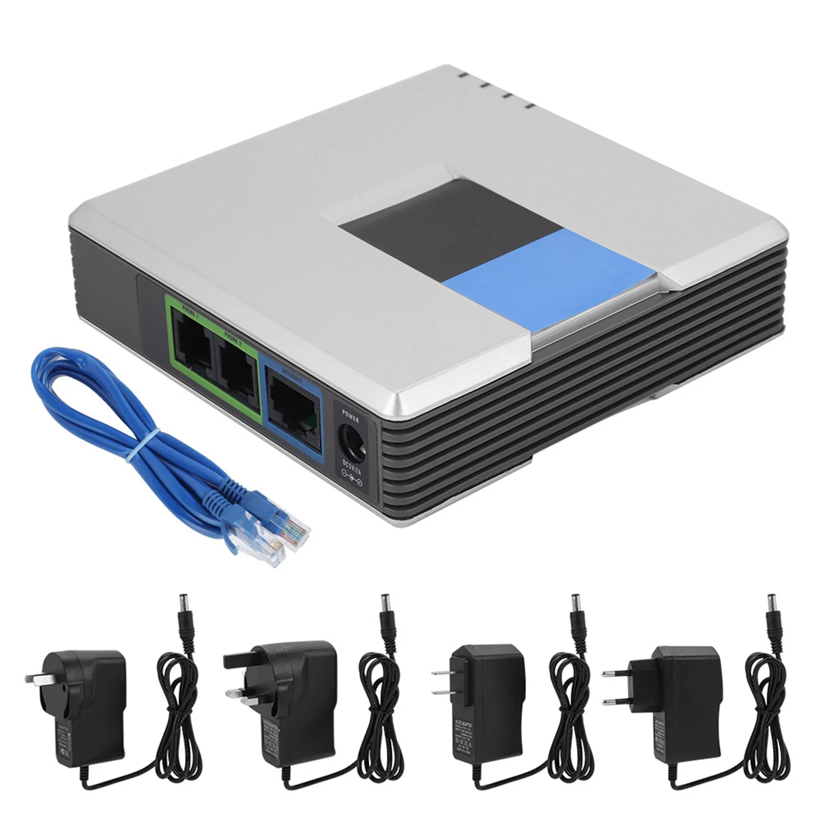 الإنترنت محول الهاتف PAP2T VoIP بوابة الهاتف الإنترنت 2 منافذ محول SIP RJ45 كابل ل Linksys PAP2T محول الهاتف الإنترنت