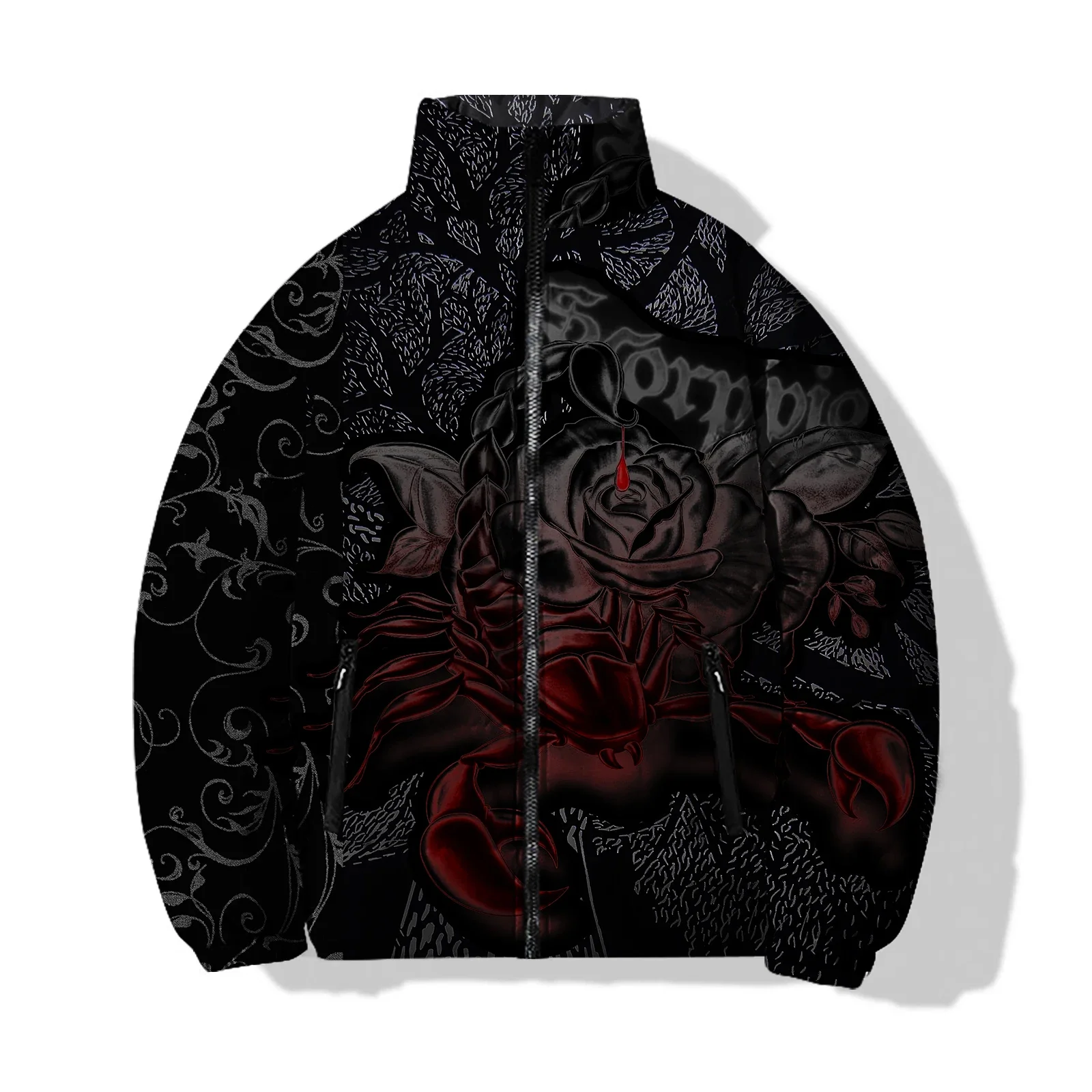 Trendy and Versatile Man Jackets Personalized Spider Print Men\'s Coats Stylish Scorpion Print Comfortable and Warm Mens Coat