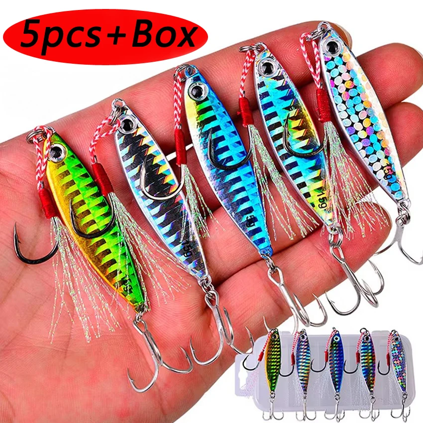 5pcs/box Pencil Bait Metal Casting Fixture 7g/10g/15g/20g/30g Shore Throwing Sea Bass Bait Artificial Bait Fishing Tackle