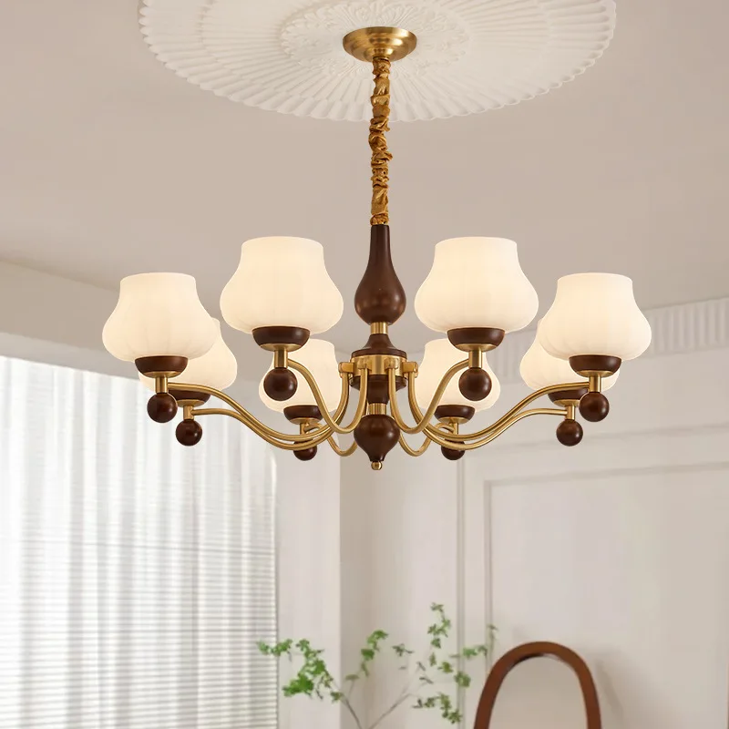 

Американская полностью медная люстра, светильник для гостиной, современная простая атмосфера, домашняя столовая, свет для спальни, подержанный дух