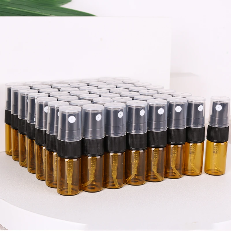 50/pcs 2ml brown ultra-fine mist spray bottle mini essential oil perfume bottle moisturizing spray bottle portable travel