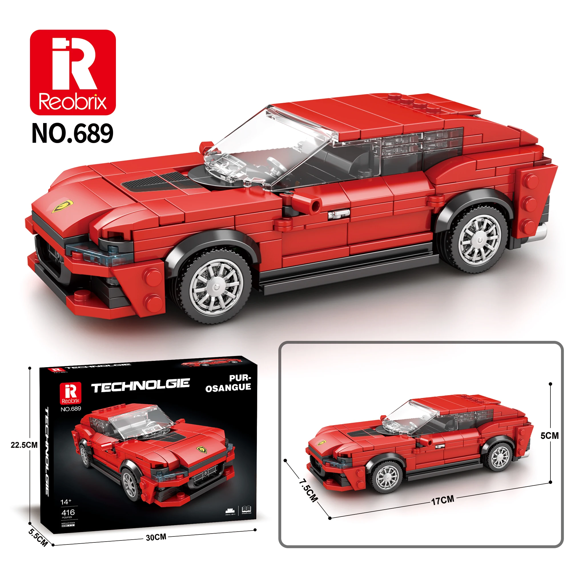

373pcs R8 689 Car Building Blocks MOC Bricks High Tech Ideas Toy Kit Collection DIY Gift Kids Adults