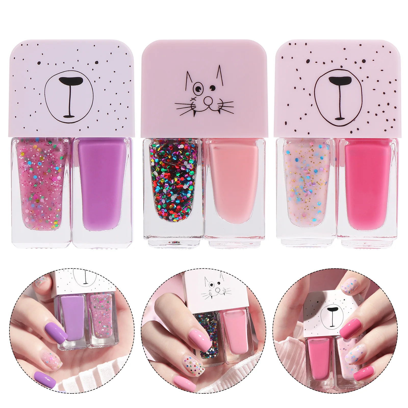 

3Pcs Nail Polish Set High-Class Non-Tearable Free-Bake Colors Easy Apply Long-Lasting Nail Art Polishes for Women Manicure