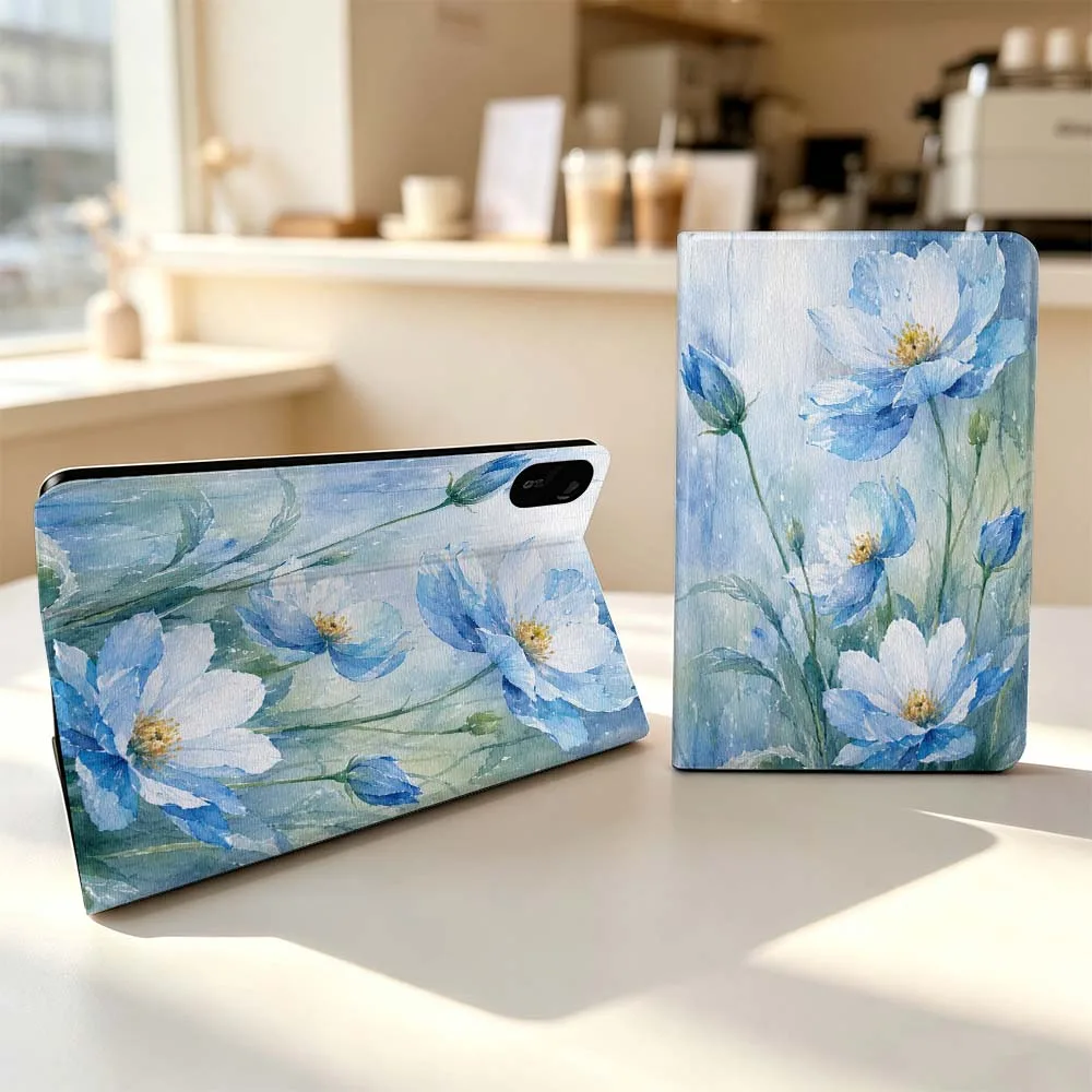 Blue Watercolor Flowers For Xiaomi Poco Redmi Pad 8 2 4 5 6 6S 7 7S SE Pro Max 14 11 8.7 11.2 12.5 Inch Tablet Case Fashion