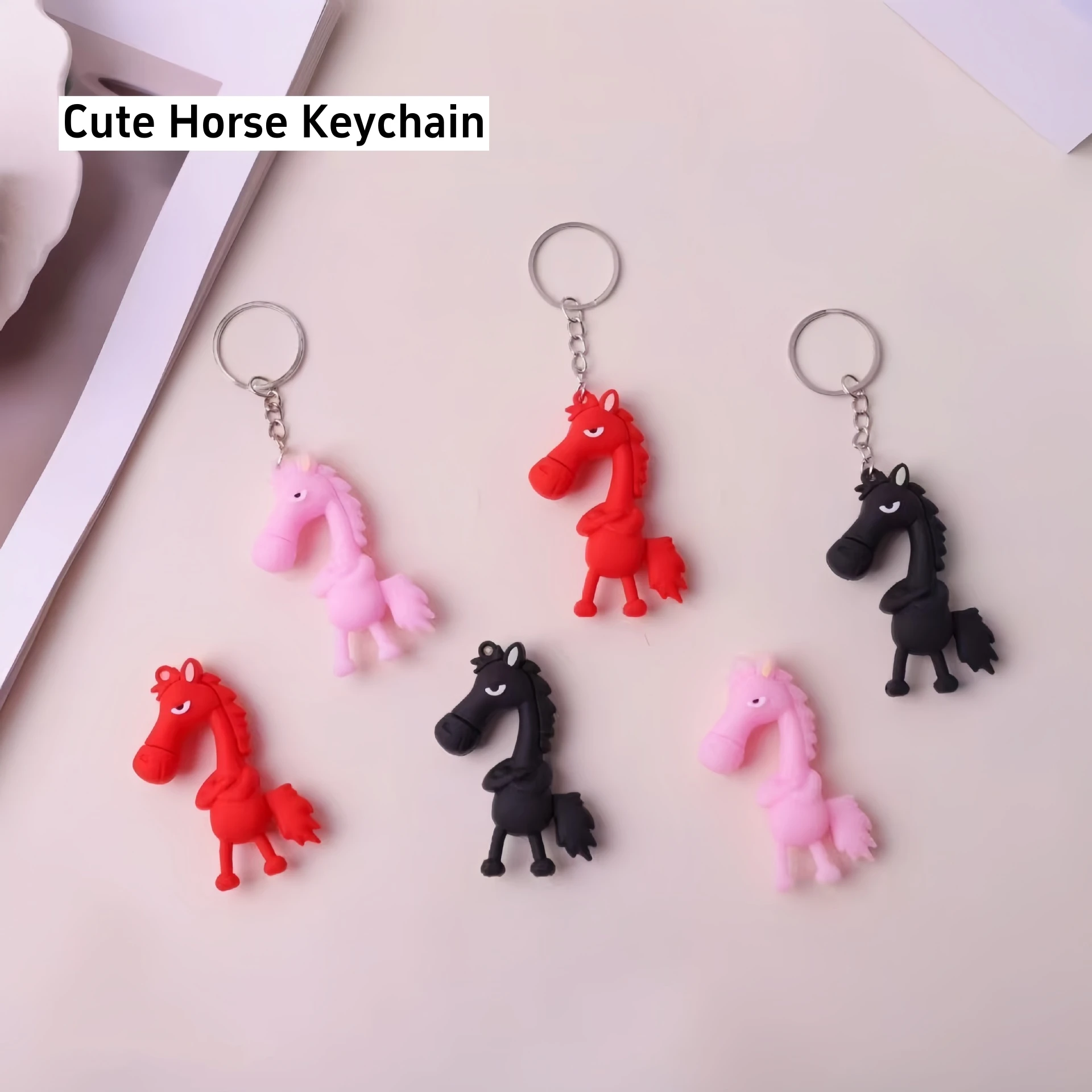 Black Soft Rubber Horse Keychain Backpack Pendant Decoration Year of The Horse 2026 New Year's Gifts for Boys and Girls