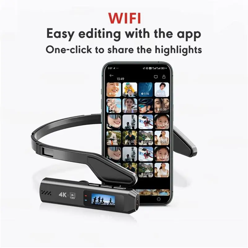 

A33T-Vlog Camera 4K Action Camera Head Mounted With Image Stabilization For Outdoor For Outdoor First Person Video Recording