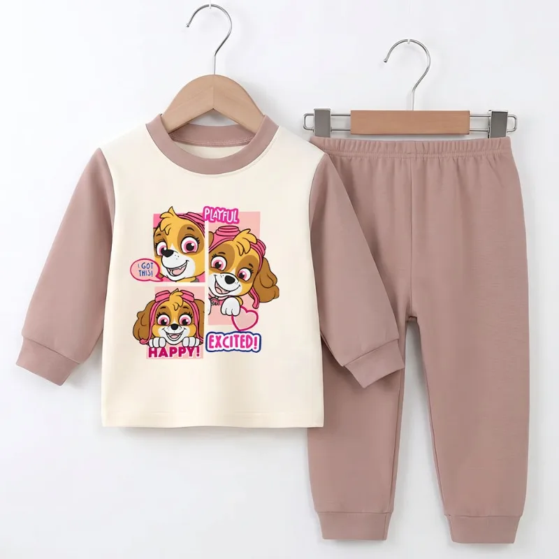 Herbst-Winter Mädchen Freizeit-Schlafanzüge Jungen Samt-Fleece Warme Hauskleidung Sets Kinder Langarm-Unterwäsche Anzug Pyjamas Neu – Detail 4