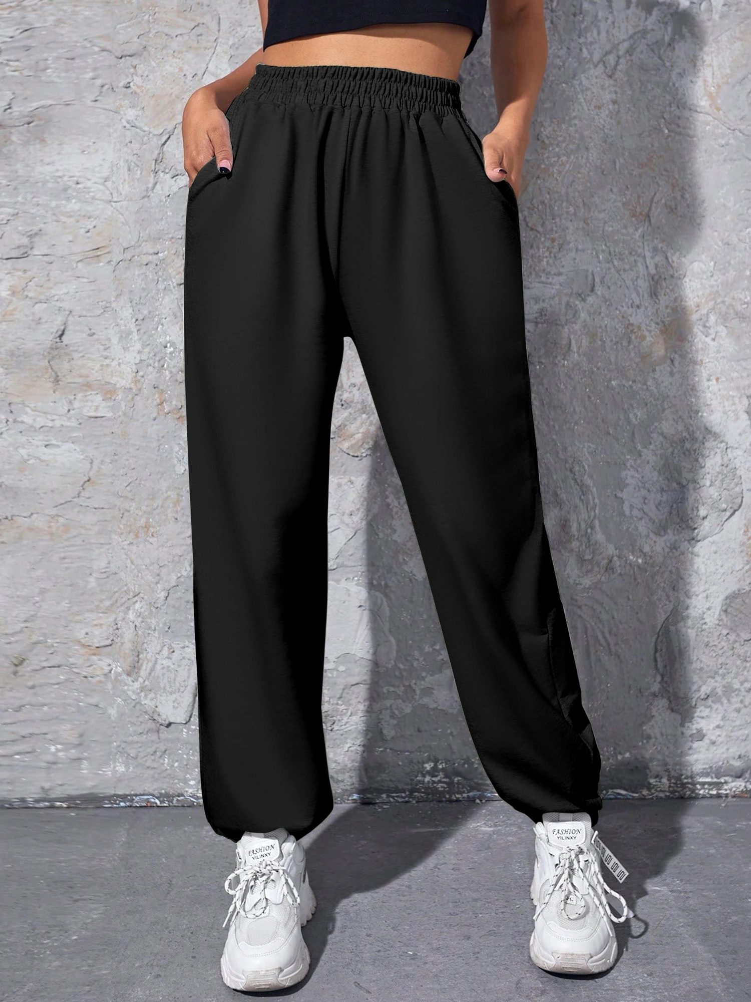 

Удобные женские брюки для бега, мешковатые спортивные штаны с высокой талией, повседневные повседневные брюки