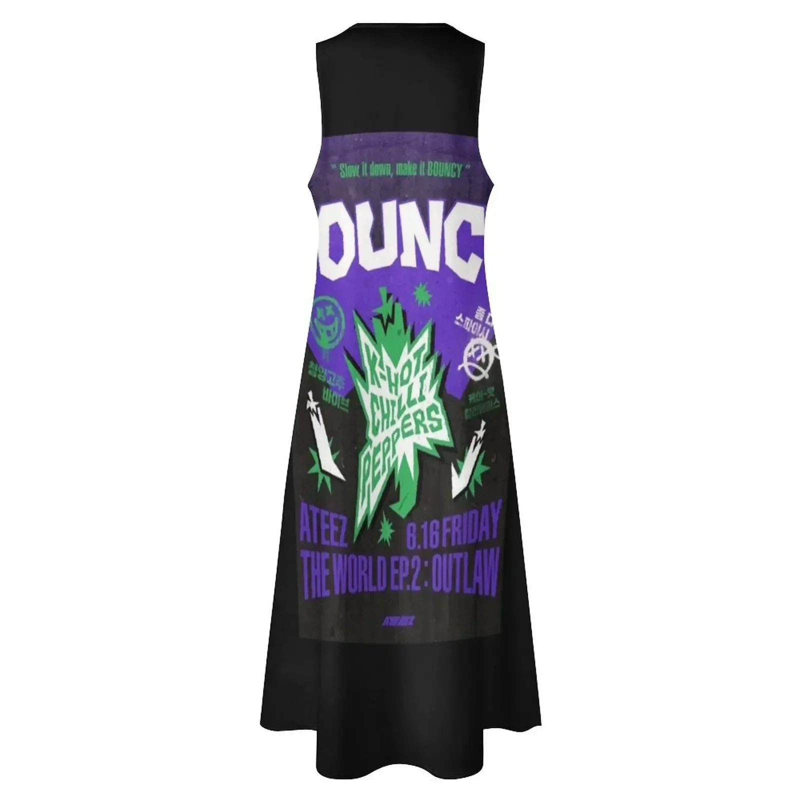Sukienki ATEEZ Bouncy K-Hot Chilly Peppers Poster Outlaw Long Dress dla kobiet, sukienki na studniówkę, sukienki wieczorowe damskie, sukienka