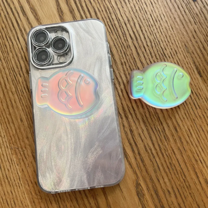 

Korean 3D Laser Colorful Fish Mobile Phone Holder Universal Scalable Grip Tok Finger Ring Stand Lazy Bracket For iPhone Samsung