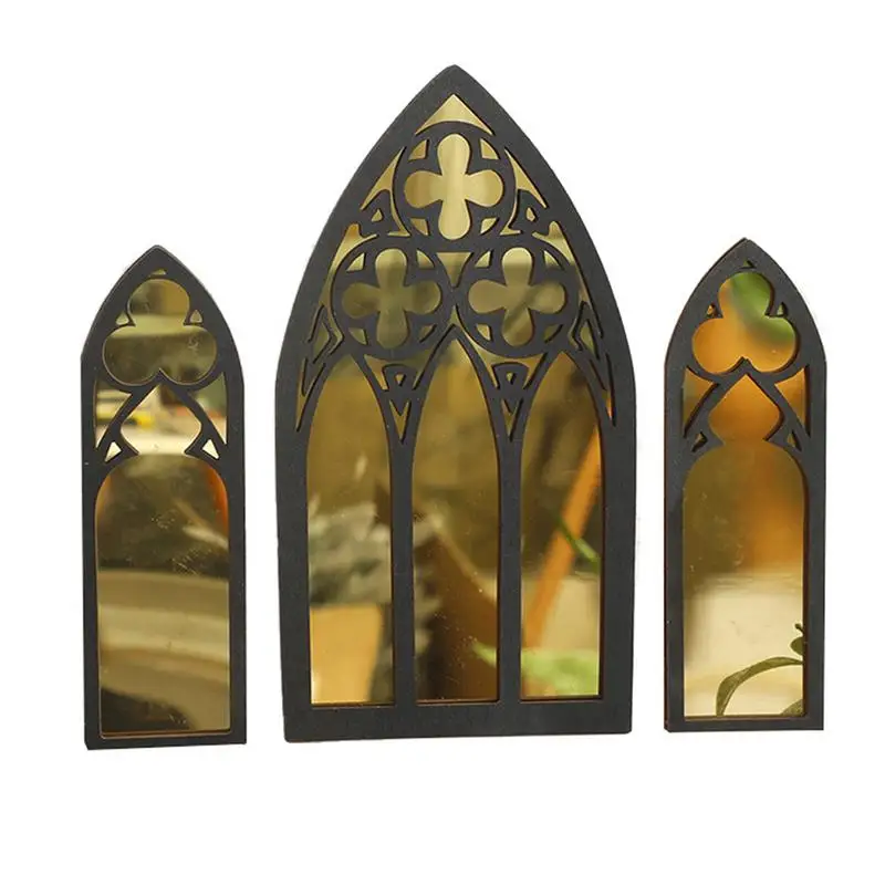 Cathedral Mirrors 3 Pack Wall Decor Gothic Furnitures Rustic Decorative Mirrors Wall Mounted Cathedral Window Mirrors For