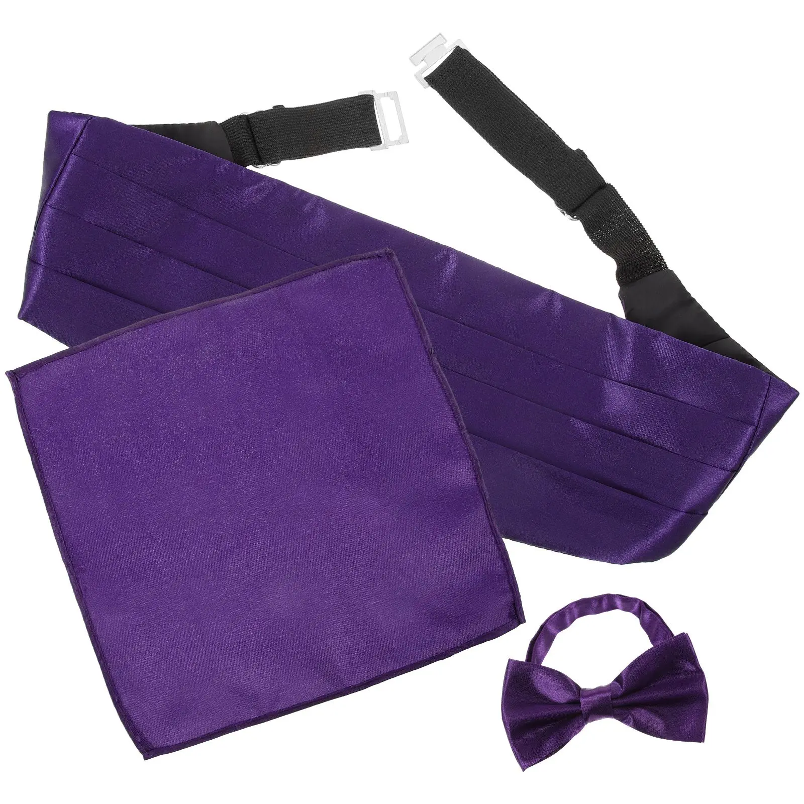 

but Belt Men's Stained Bow Tie Tuxedo Satin Handkerchief for Purple Cummerbund Man