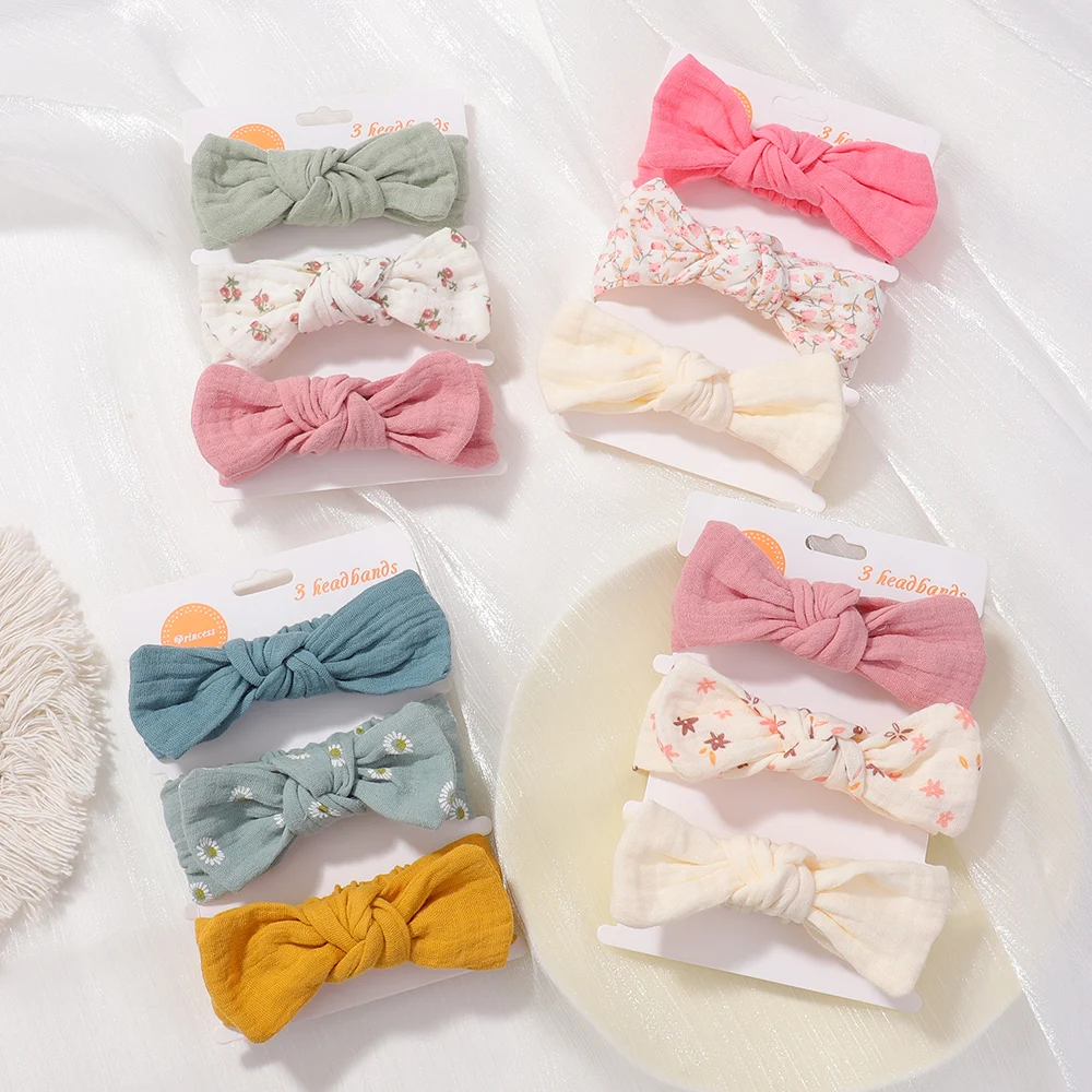 3Pcs Headband Baby Girls Set Bow Knot Head Wrap Bandage Kids Toddlers Headwear Hair Band Infant Baby Newborn Hair Accessories