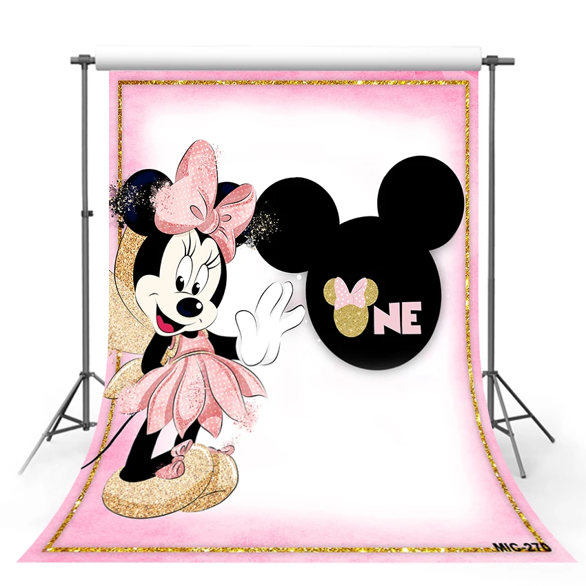 

Disney Pink Minnie Mouse Photography Backgrounds Vinyl Cloth Photo Shootings Backdrops for Kid Baby Birthday Party Photo Studio